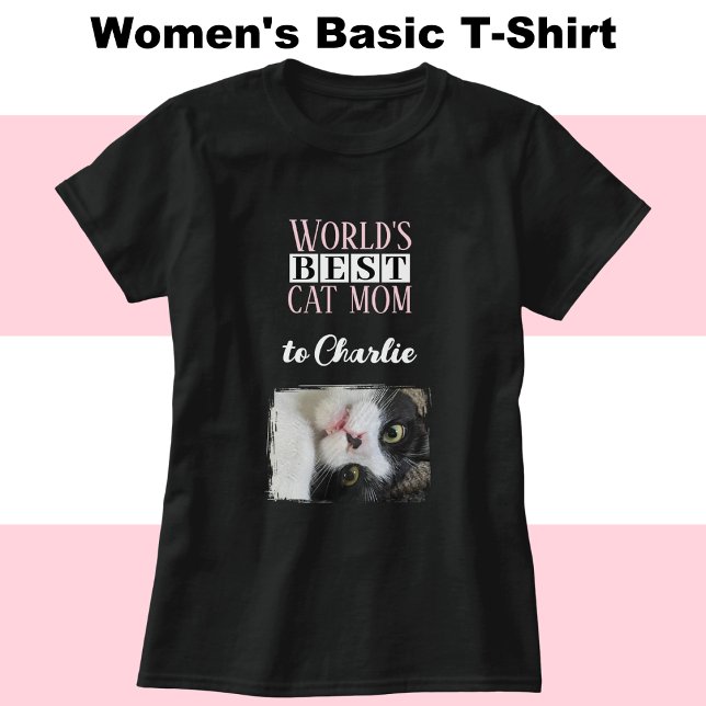 Camiseta Mejor foto de mamá del gato añadir el nombre blanc (Subido por el creador)