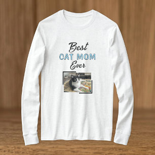 Camiseta Mejor foto de Mamá Gato negro azul