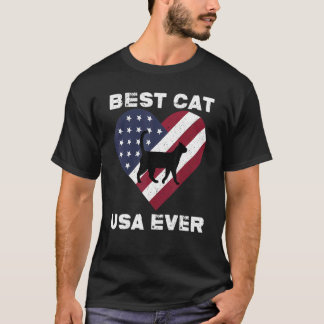 Camiseta Mejor gato de EE. UU. jamás bandera estadounidense