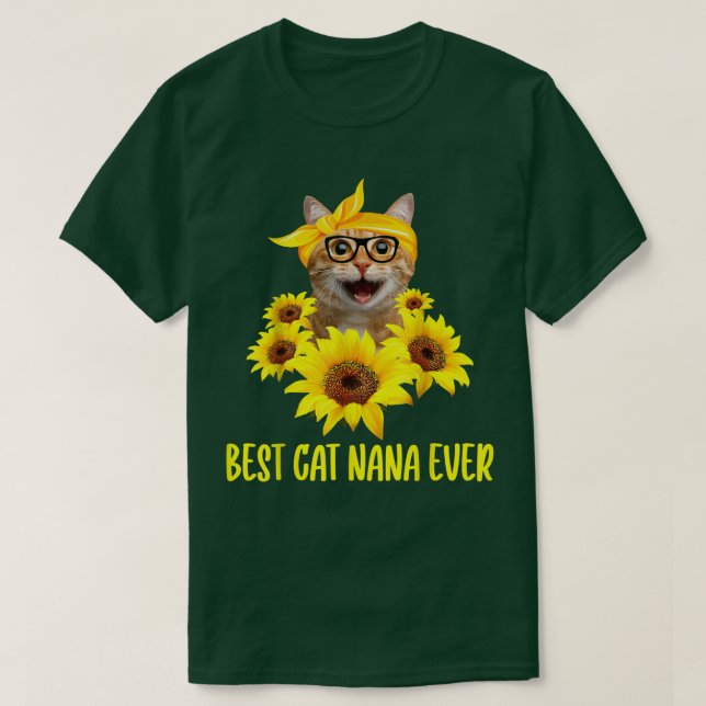 Camiseta Mejor Gato Nana Ever Grandma Sunflower Kitten Love (Diseño del anverso)