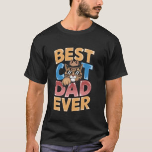 Camiseta Mejor gato papá de todos Retro Distressed Atardece