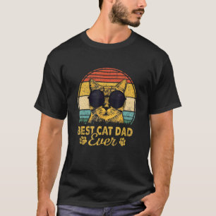 Camiseta Mejor Gato Papá Nunca Vintage Retro Gato Gafas De