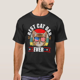 Camiseta Mejor gato papá patriota estadounidense del 4 de j