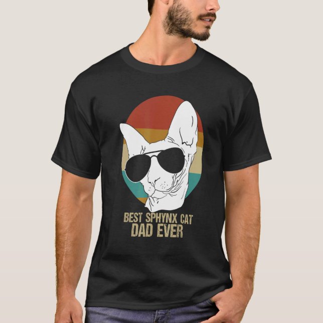 Camiseta Mejor Gato Sfinx Padre sin Cabello Padre Mp Mascul (Anverso)