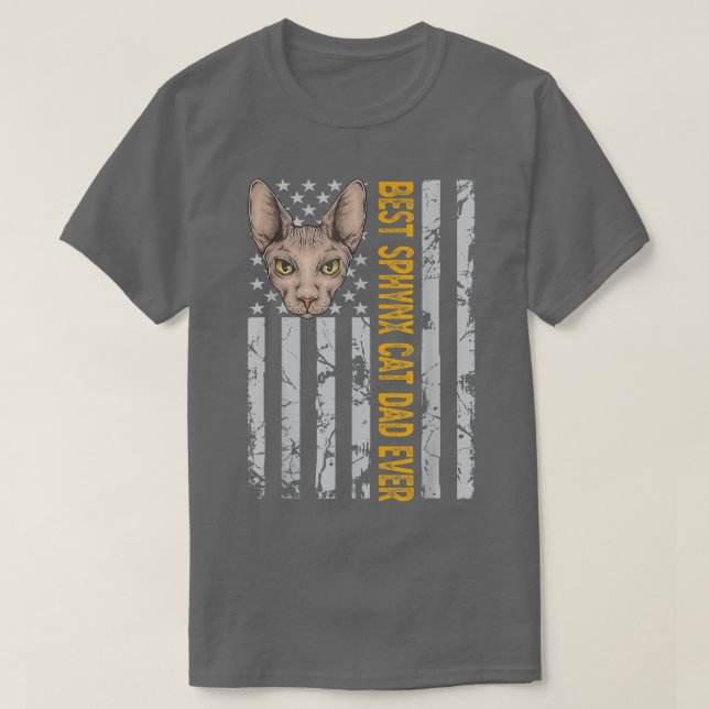 Camiseta Mejor Gato Sphyn Papá Estados Unidos Bandera Ameri (Diseño del anverso)