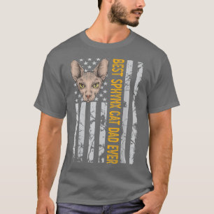 Camiseta Mejor Gato Sphyn Papá Estados Unidos Bandera Ameri