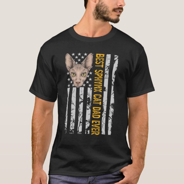 Camiseta Mejor Gato Sphynx Papá Estados Unidos Bandera Amer (Anverso)