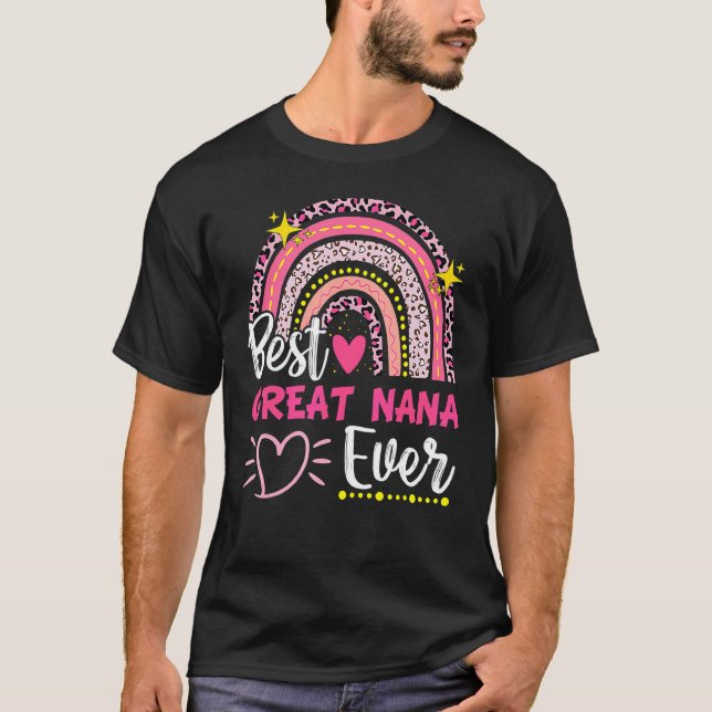Camiseta Mejor Gran Nana jamás Leopardo Arcoiris Nueva Abue (Anverso)