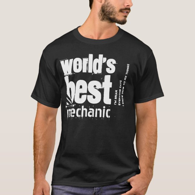 Camiseta Mejor Grunge de Texto Mecánico del Mundo Nombre Pe (Anverso)