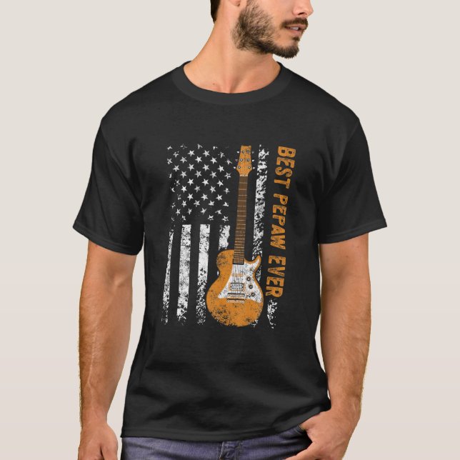 Camiseta Mejor Guitarra De Bandera Estadounidense De Pepa (Anverso)