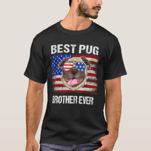 Camiseta Mejor hermano Pug con bandera americana 4 de julio
