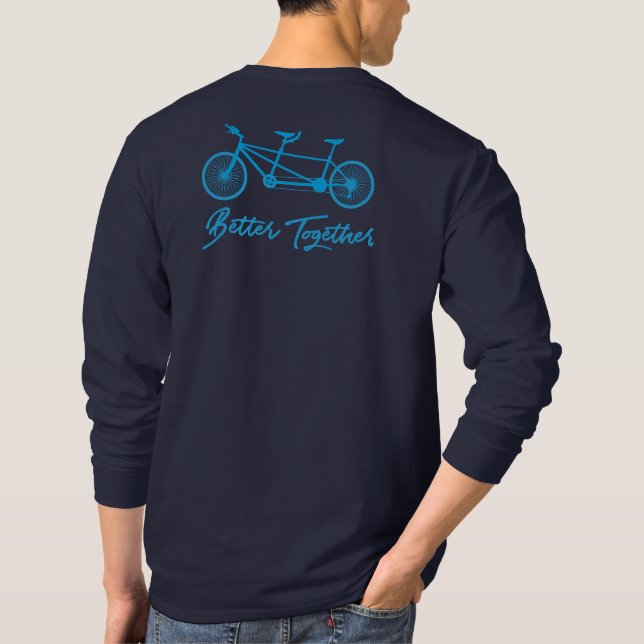 Camiseta Mejor Juntos Blue Tandem Bike Love Cycling (Reverso)