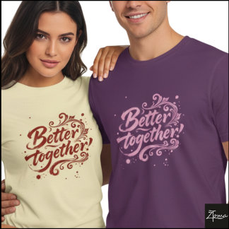 Camiseta Mejor Juntos Brush Script Grunge Remolinos