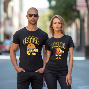 Camiseta Mejor Juntos Coincidiendo Pareja Nombre Burger Fri