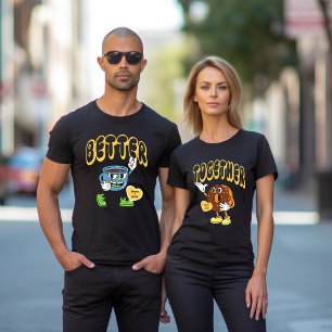 Camiseta Mejor Juntos Coincidiendo Pareja Nombre Café Donut