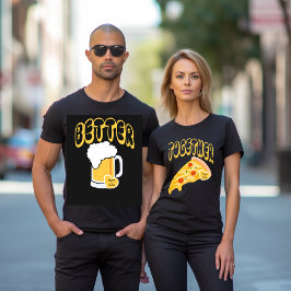 Camiseta Mejor Juntos Pareja Nombre Cerveza Pizza