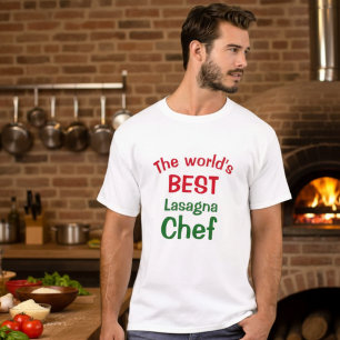 Camiseta Mejor Lasaña del Mundo Chef - rojo blanco verde