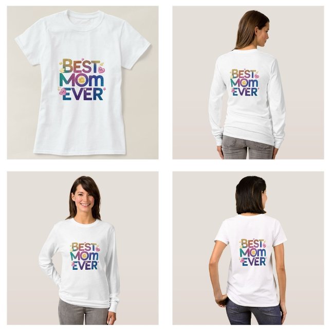 Camiseta Mejor Madre Corazón y Flores (best mom ever tshirts flowers hearts)