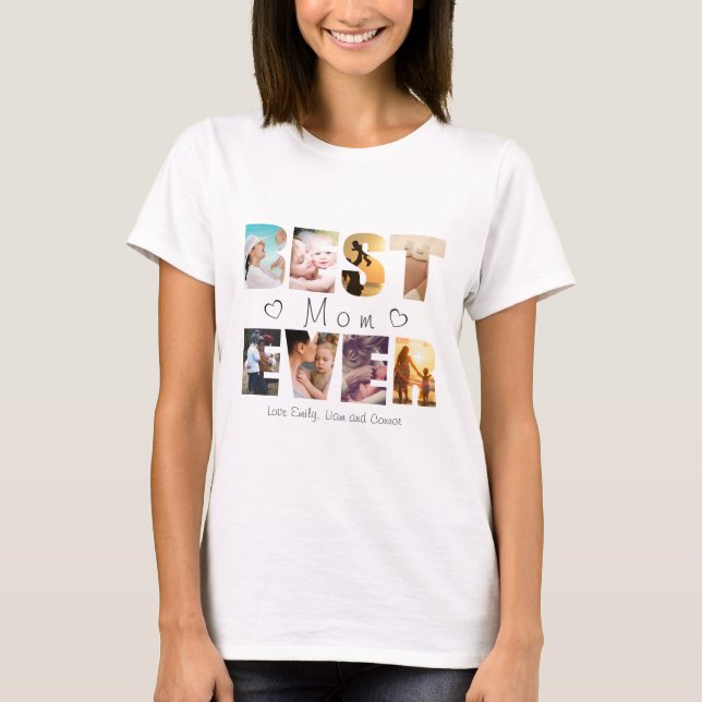 Camiseta Mejor madre, foto de texto personalizado (Anverso)