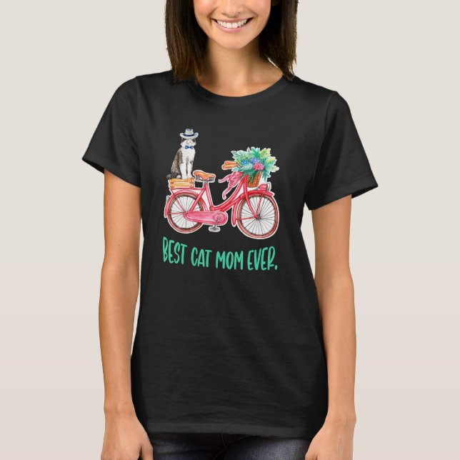 Camiseta Mejor Madre Gata Con Bicicleta Floral Para Mujeres (Anverso)