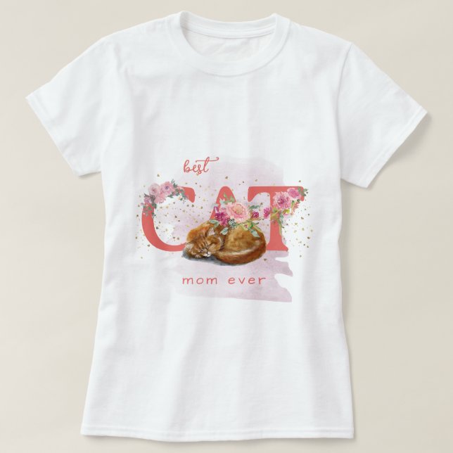 Camiseta Mejor Madre Gata, Gatito Sueño Feliz Día de la Mad (Diseño del anverso)