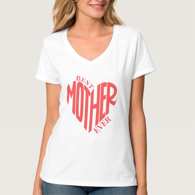 Camiseta Mejor Madre, Nombre Personalizado Corazón (Anverso)