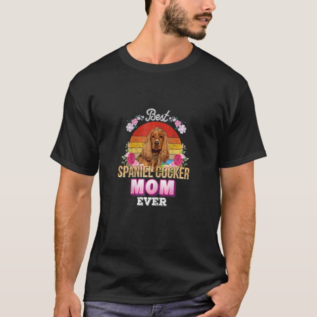 Camiseta Mejor Madre Perra Perro Jamás Cocker Floral Ret Es (Anverso)