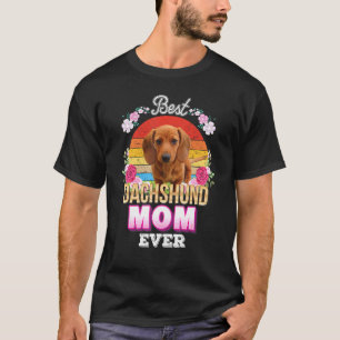 Camiseta Mejor Madre Perro Dachshund Floral Retro Madre Da