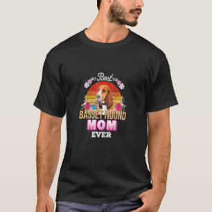 Camiseta Mejor Madre Perro Jamás Basset Hound Floral Retro