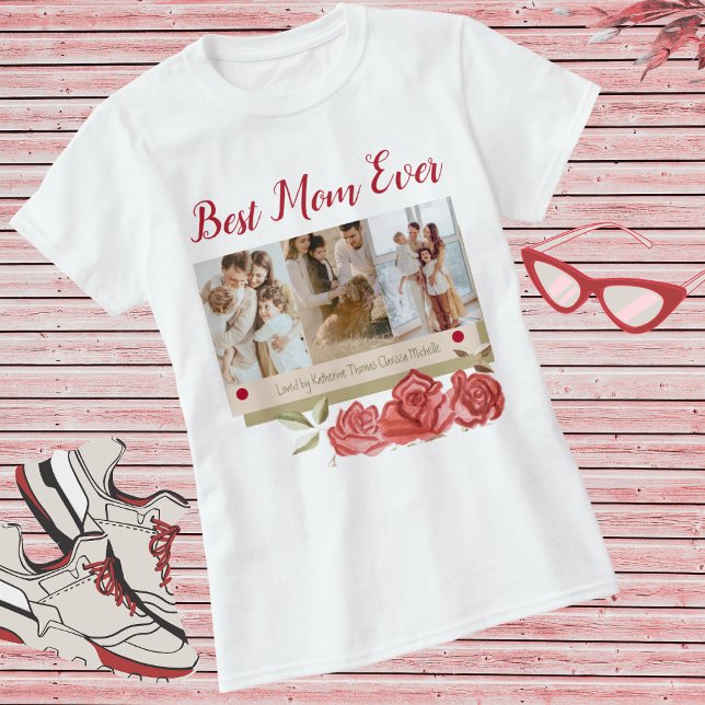Camiseta Mejor Mamá Collage de fotos Nombra Niños Días de l (Subido por el creador)