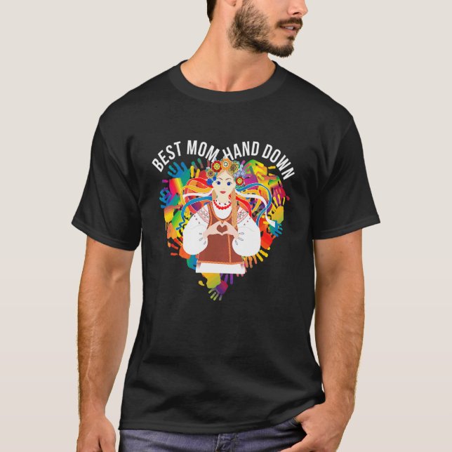 Camiseta Mejor Mamá Con El Chica Hippie Ama La Paz Feliz (Anverso)