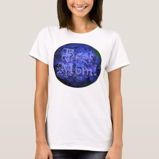 Camiseta Mejor Mamá con fondo de flores azules