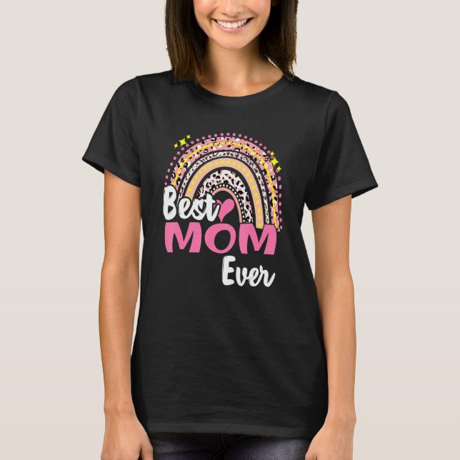 Camiseta Mejor Mamá Curiosa Madres Arcoiris De Leopardo Ros (Anverso)