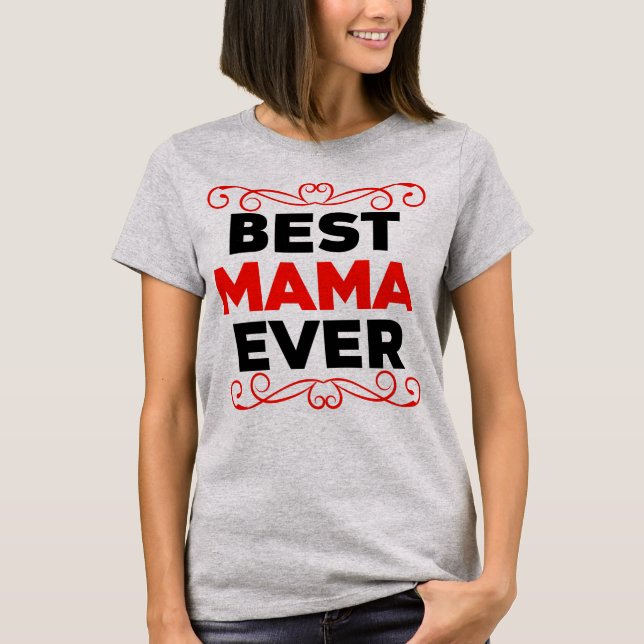 Camiseta Mejor Mamá de la Historia, rojo y negro (Anverso)