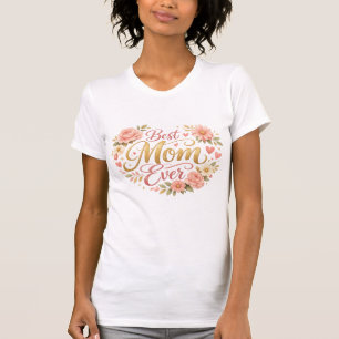 Camiseta Mejor Mamá del Mundo Corazones Florales Regalo del