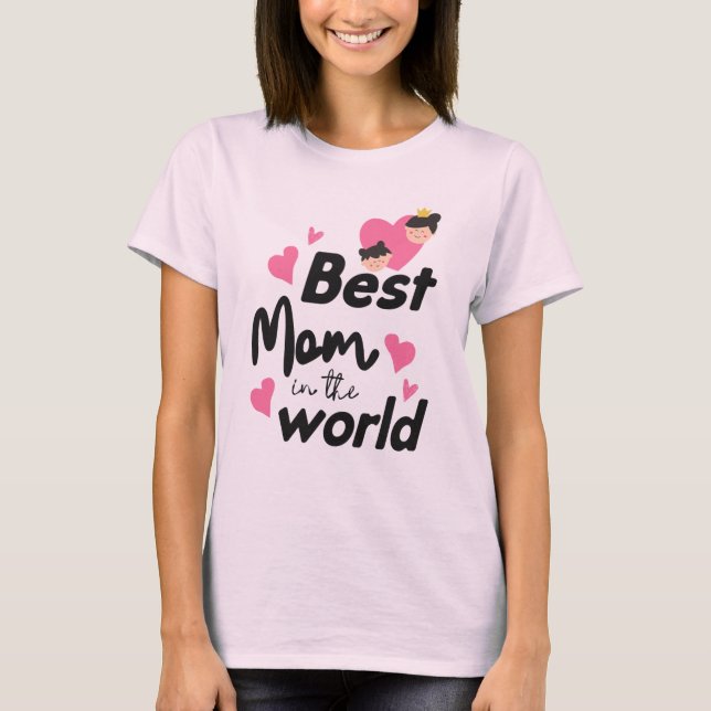 Camiseta Mejor mamá del mundo - Tee rosa ligero (Anverso)