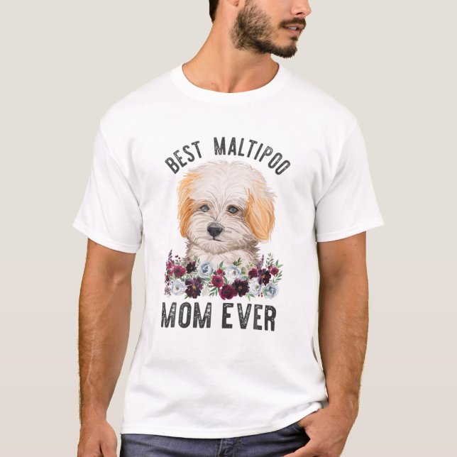 Camiseta Mejor Mamá Maltipoo Perro Floral (Anverso)