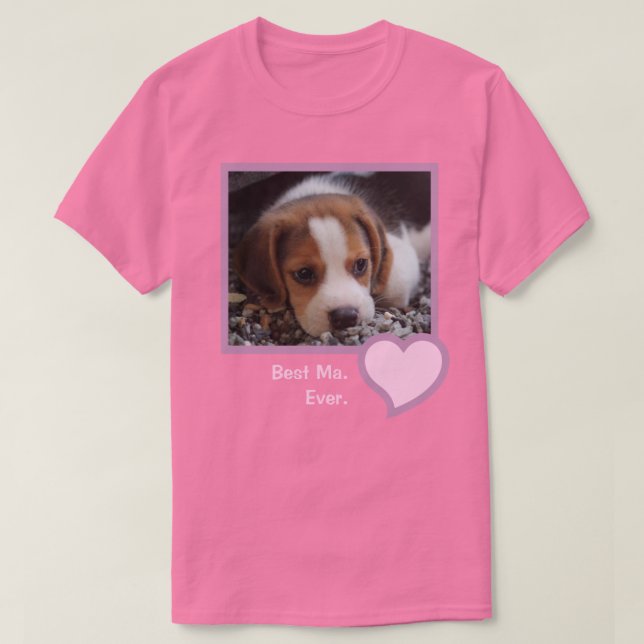 Camiseta Mejor Mamá Mascota de texto rosado Beagle Dog Phot (Diseño del anverso)