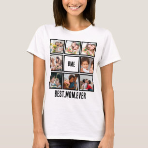 Camiseta Mejor Mamá Moderna Personalizada De 8 Collages de 