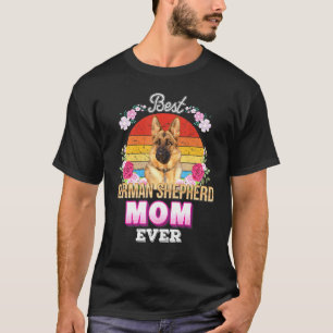 Camiseta Mejor Mamá Perro Jamás Pastor Alemán Floral Retro 