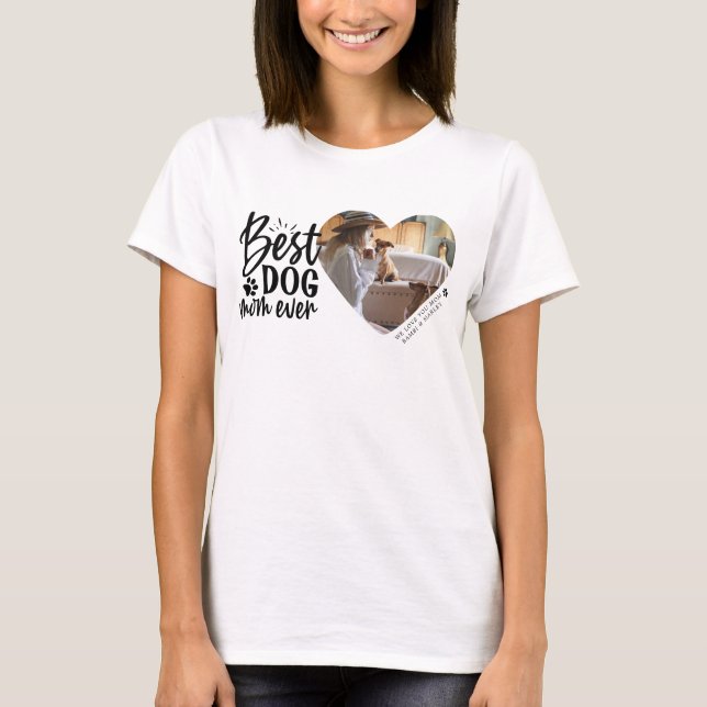 Camiseta  Mejor Mamá Perro Nombre Mascota Foto  (Anverso)
