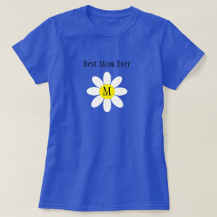 Camiseta Mejor Mamá Que Nunca Blanco Daisy Azul Primario