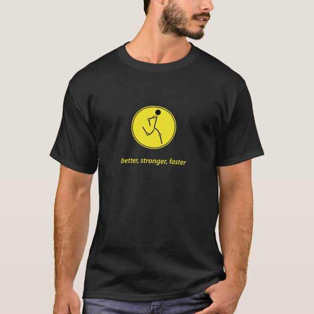 Camiseta Mejor, más fuerte, más rápidamente (amarillo) (Anverso)
