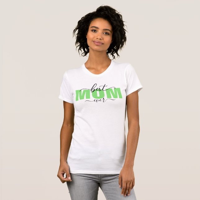 Camiseta Mejor MOM de la historia, verde, nombres de niños (Anverso completo)