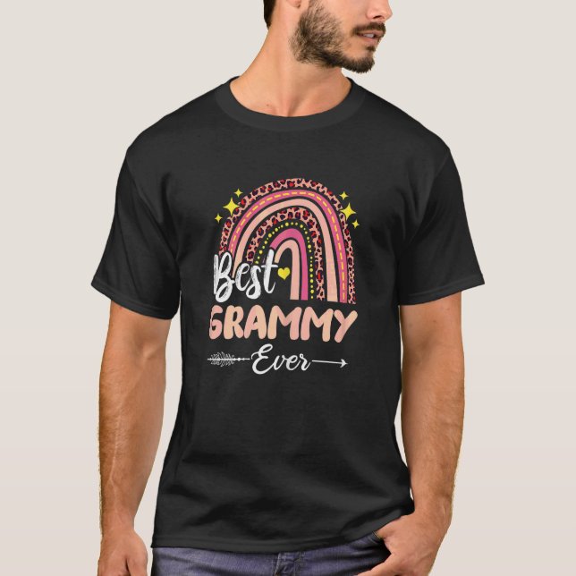 Camiseta Mejor Moto Grammy De Moda De Leopardo Arcoiris De  (Anverso)
