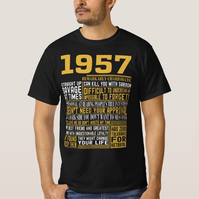 Camiseta Mejor Nacido en 1957 Hechos para hombres, mujeres, (Anverso)
