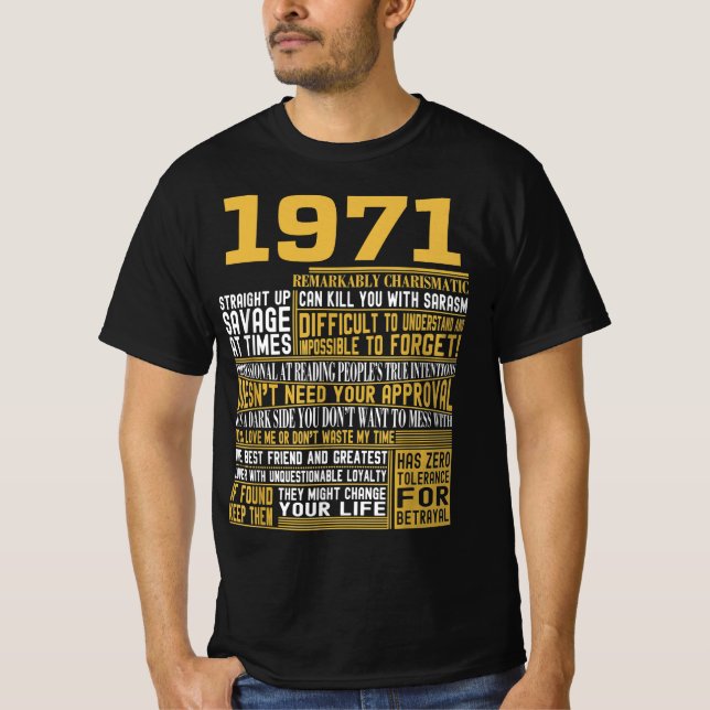 Camiseta Mejor Nacido en 1971 Hechos para hombres, mujeres, (Anverso)