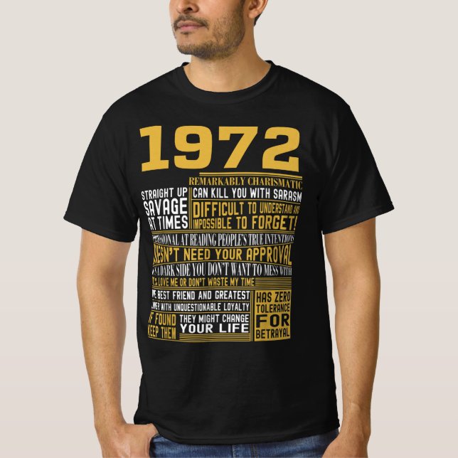 Camiseta Mejor Nacido en 1972 Hechos para hombres, mujeres, (Anverso)