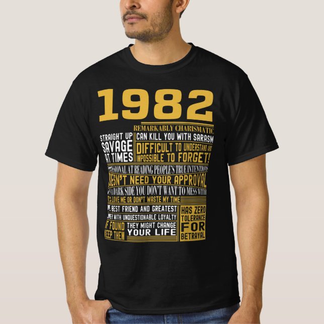Camiseta Mejor Nacido en 1982 Hechos para hombres, mujeres, (Anverso)