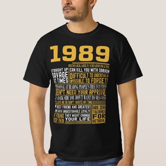 Camiseta Mejor Nacido en 1989 Hechos para hombres, mujeres, (Anverso)